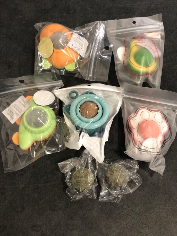 Photo 1 of Cat Nip Ball for Kitty Nip Toys for Indoor Kitten Toy That Stick On Wall 5 Piece(3 Catnip,2 Worm Gall) with 2 Replacement Catnip Balls As Present