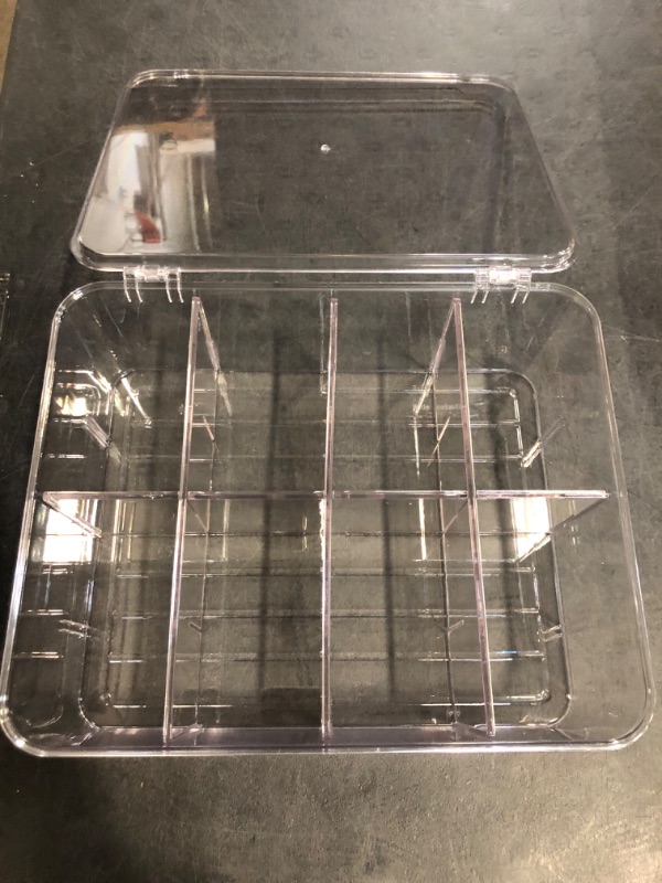 Photo 1 of Clear Compartment Divided Snack Container with Lid for Fruits Veggies and Treats Pet Tray for Refrigerator Organization Family Gatherings and Picnics