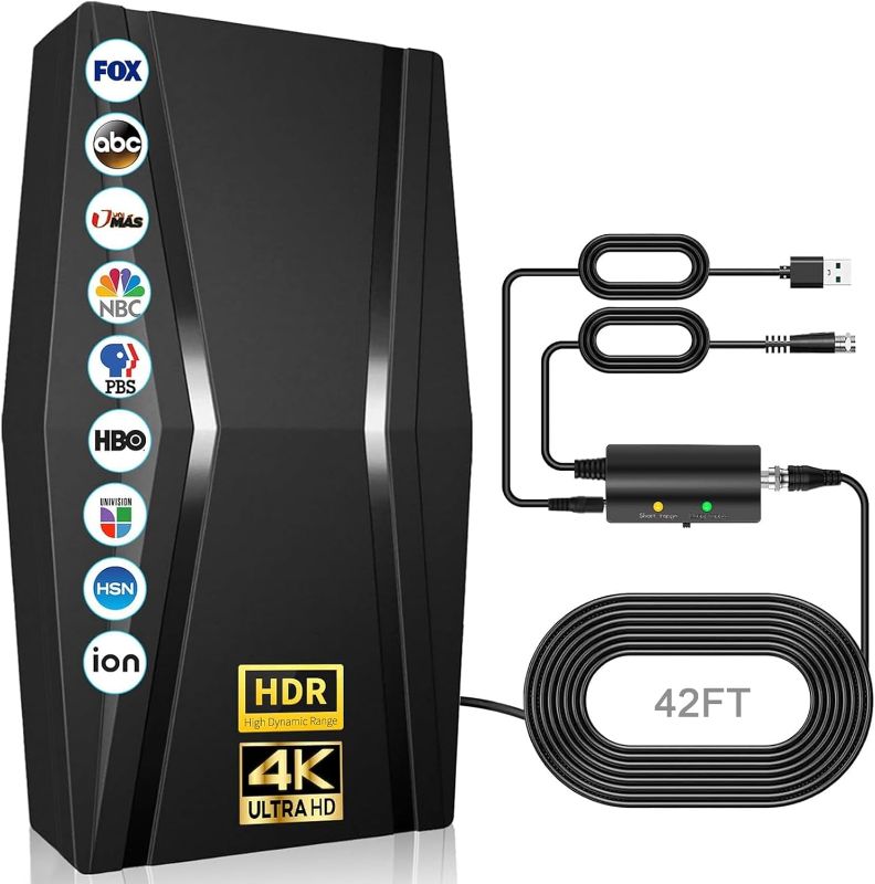 Photo 1 of 2200+ Miles Range TV Antenna, Strongest Digital TV Antenna Indoor with Amplifier Signal Booster, Long Range HDTV Antenna for Smart TV and Old TVs for Local Channels-42ft Coax Cable-Support 8K 4K 1080p