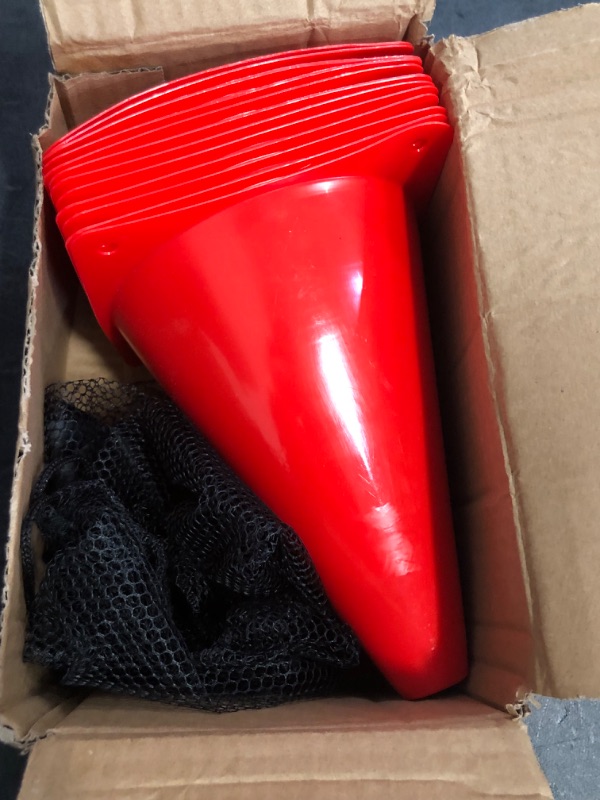 Photo 1 of 12 Plastic Traffic Cones Sports Training Agility Marker Mini Cones for Soccer, Skating, Football, Basketball, Indoor and Outdoor Games Sports Practice Equipment