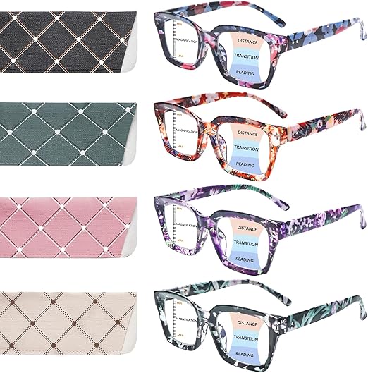 Photo 1 of 1.25 4 Pack Progressive Multifocus Reading Glasses for Women Oprah Style Blue Light Blocking Computer Readers