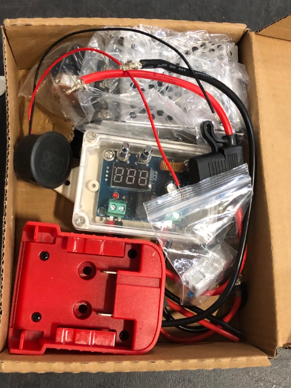 Photo 1 of Power Wheel Battery Adapter Fit for Milwaukee 18V M18 Battery, Battery Adapter Converter Kit, with Protective Box & & Fuse and Wire Terminals & Voltage Display & DC Low Voltage Protection