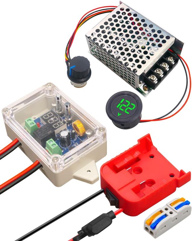 Photo 1 of Power Wheel Battery Adapter Fit for Milwaukee 18V M18 Battery, Battery Adapter Converter Kit, with Protective Box & & Fuse and Wire Terminals & Voltage Display & DC Low Voltage Protection
