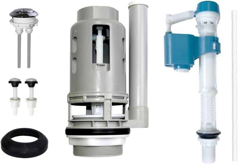 Photo 1 of 3-Inch Dual Flush Valve Repair Kit for 2-Piece Toilet, Suitable for Glacier Bay, Kohler, Aquasource and more. Includes 8.2" Height Flush Valve, Threaded Button, Fill Valve, Gasket, Bolts