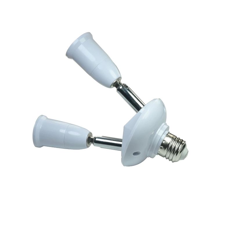 Photo 1 of 2 in 1 E26/ E27 Light Socket Splitter Adapter, Standard Base LED Bulb Converter, 360 Degrees Adjustable 180 Degree Bendable Light Bulb Socket Outlet Adapter.