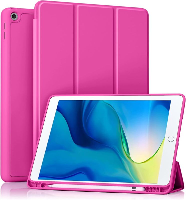 Photo 1 of Akkerds Case Compatible with iPad 10.2 Inch 2021/2020/2019, for iPad 9th/8th/7th Generation Case with Pencil Holder, Protective Cover with Soft TPU Back, Auto Sleep/Wake, Rose