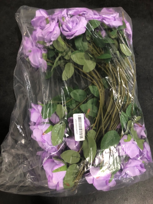 Photo 1 of 36 Pcs Silk Purple Rose Bouquet Bridal Artificial Flowers,Fake Rose Long Stem Realistic Artificial Flowers Bulk for Wedding Bouquet Ball Arrangement Centerpiece Party Decor