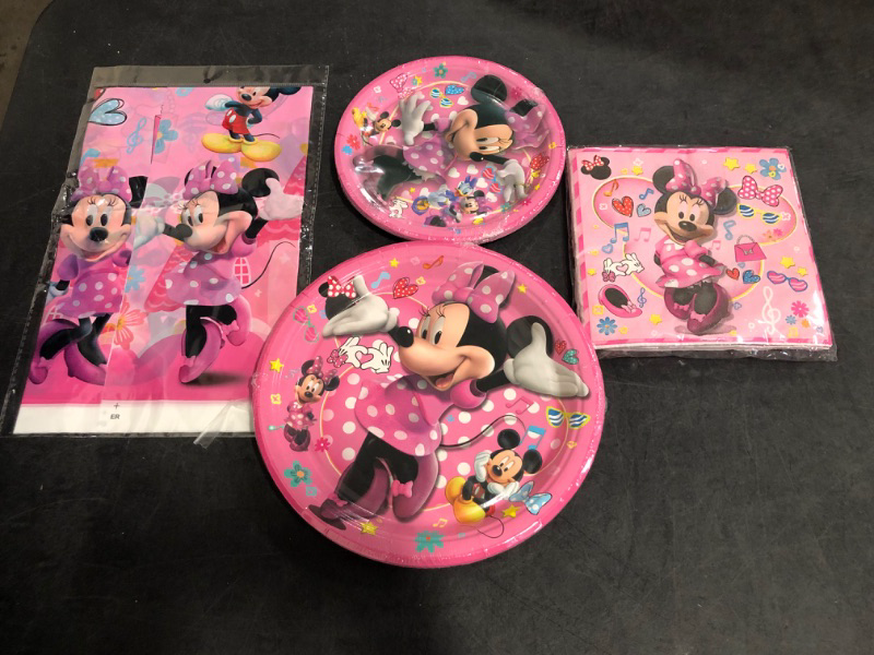 Photo 1 of Minnie Birthday Party Supplies 20 Plates 20 Napkins and 1 Table Cloth for Mouse Party Decorations 