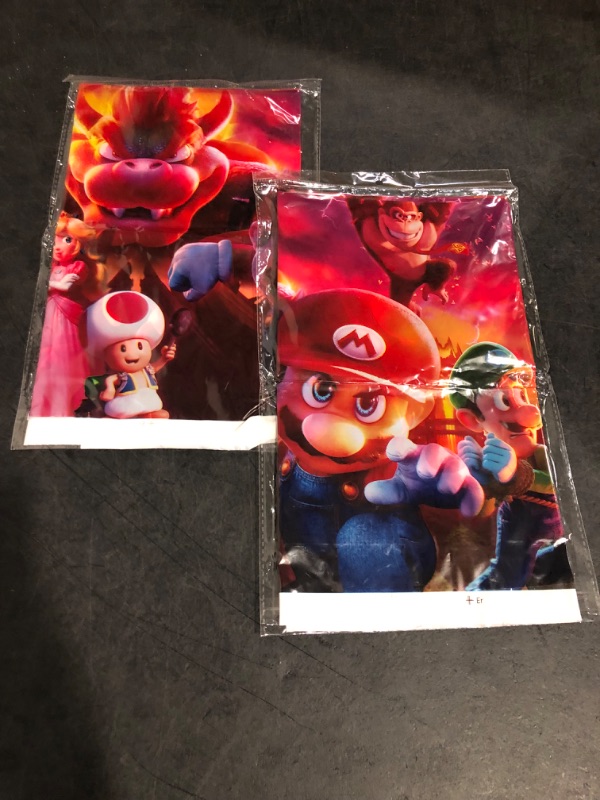 Photo 1 of 2Pcs Mario Move Tablecloth Disposable Tablecover Birthday Party Supplies for Kid Boy Baby Shower Rectangle Tables 70"X42"