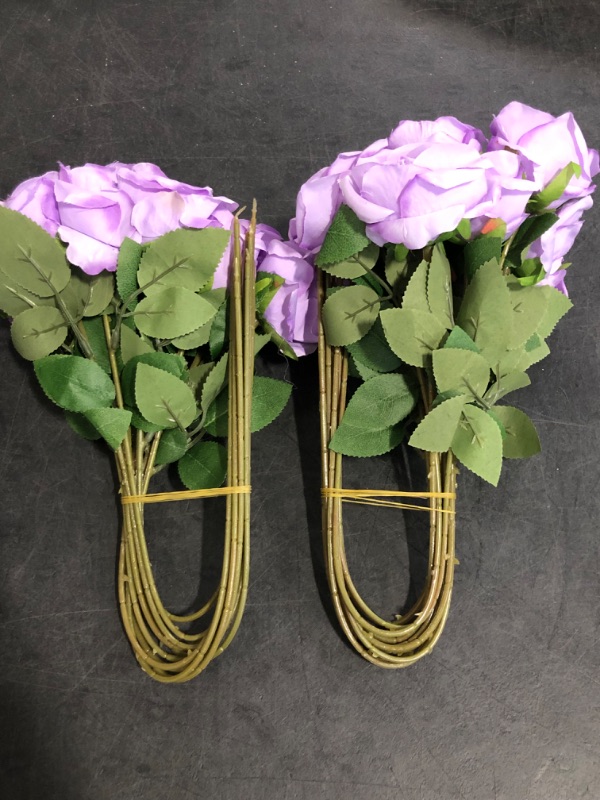 Photo 1 of 20PCS Artificial Roses with Long Stems - Realistic Silk Flowers, Fake Roses Real Touch Bouquet of Roses for Home Decor, Bridal Wedding Party Table Centerpieces, Bulk Faux Rose Flowers (Purple)