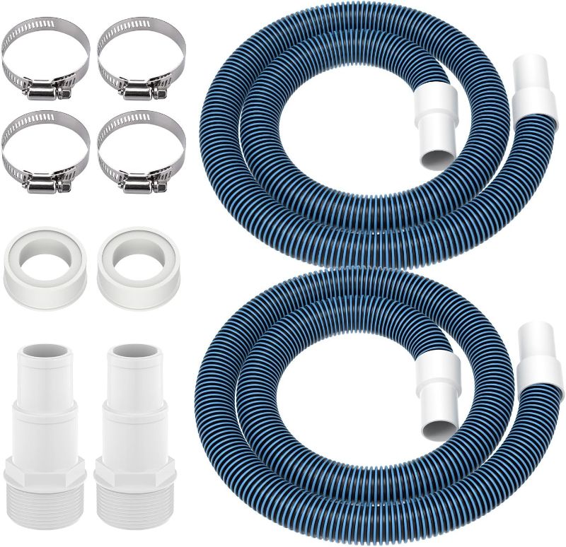 Photo 1 of 1 1/2" Swimming Pool Filter Hose Replacement Kit,Universal 1.25/1.5 Inch Hose Adapter & 1.5"Pool Vacuum Hose for Above Ground Pool,2 Pack 6 Feet Replacement Hose Suitable for Pump - Filter - Heater