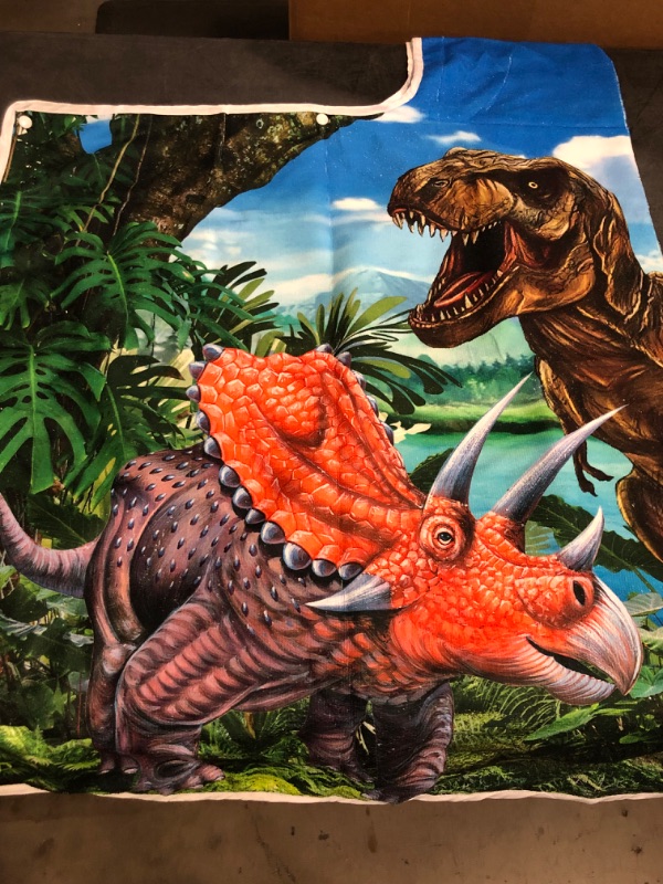 Photo 1 of Dinosaur Hooded Towel, 30" x 50" T-Rex Microfiber Absorbent Quick Dry Bath Swim Pool Towel Poncho Bathrobe with Hood for Boys