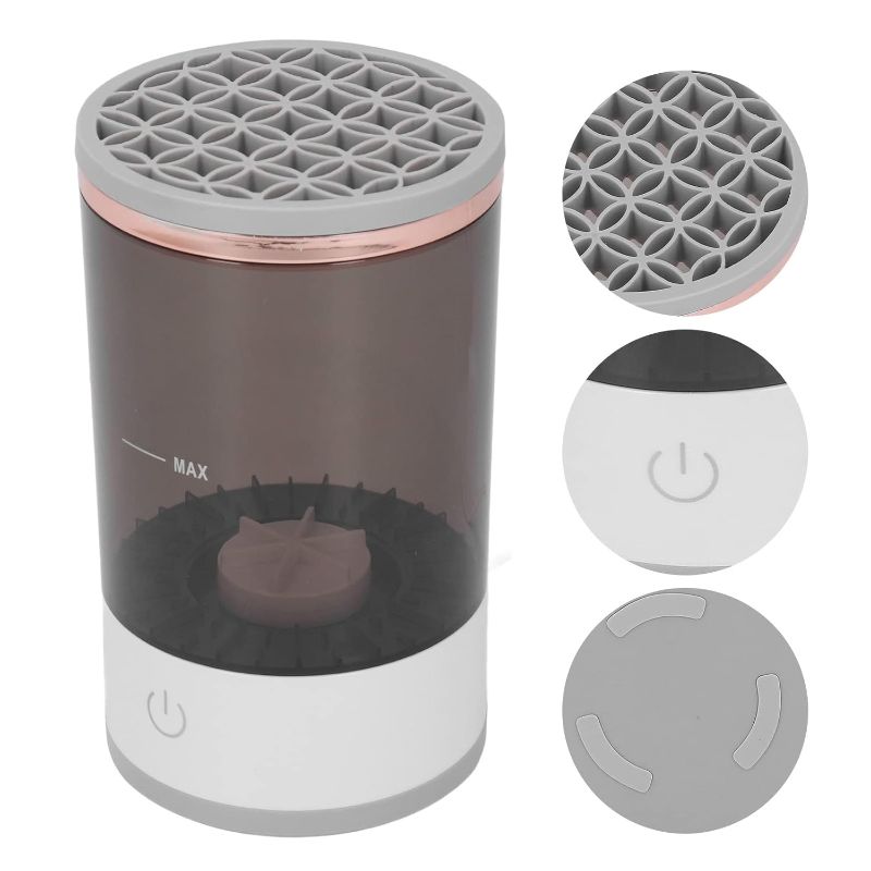 Photo 1 of Electric Makeup Brush Cleaner, Makeup Brush Washing Machine Automatic Cosmetic Brush Cleaner Makeup Brush Cleaner Tool with Silicone Cleaning Pad for Cosmetic