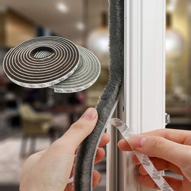 Photo 1 of Weather Stripping for Door,Self Adhesive Brush Window Seal Strip for House Windows Weatherproof Soundproof Dustproof 16 FT Length