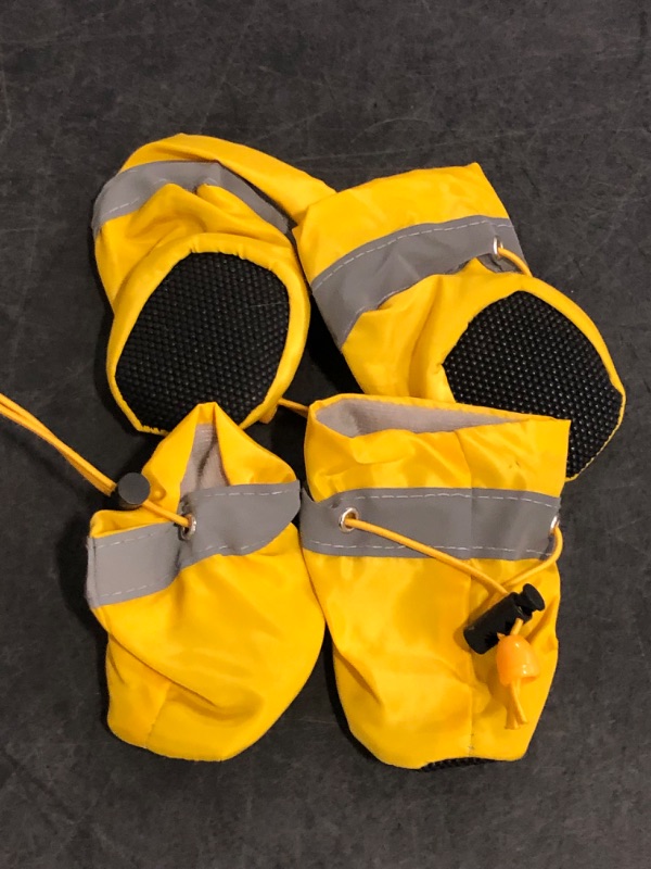Photo 1 of Size 6 S/M Dog Shoes for Hot Pavement, Anti-Slip Sole Summer Dog Booties with Reflective Straps Dog Boots for Small Medium Dogs 4PCS Yellow 6