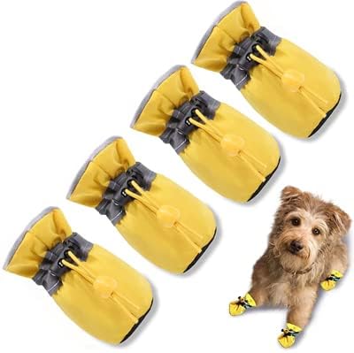 Photo 1 of Size 6 S/M Dog Shoes for Hot Pavement, Anti-Slip Sole Summer Dog Booties with Reflective Straps Dog Boots for Small Medium Dogs 4PCS Yellow 6