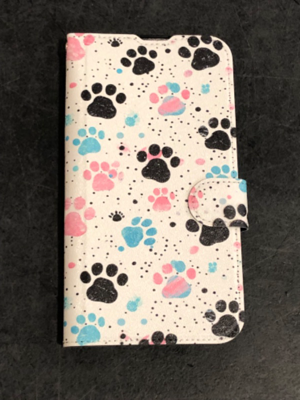 Photo 1 of For iPhone 16 6.1 Inch Wallet Case with Credit Card Slots Holder, PU Leather Shockproof RFID Blocking Cover for iPhone 16 6.1'',Dog Paw Print