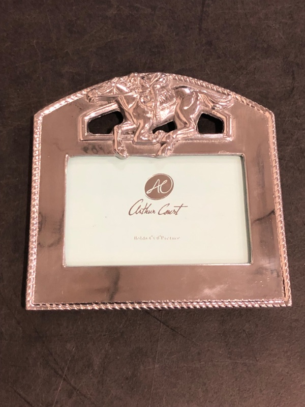 Photo 1 of Arthur Court Designs Aluminum Thoroughbred Race Horse 4x6 Picture Frame