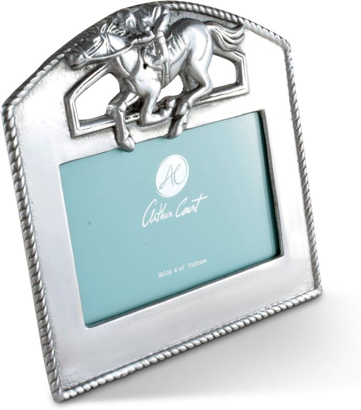 Photo 1 of Arthur Court Designs Aluminum Thoroughbred Race Horse 4x6 Picture Frame
