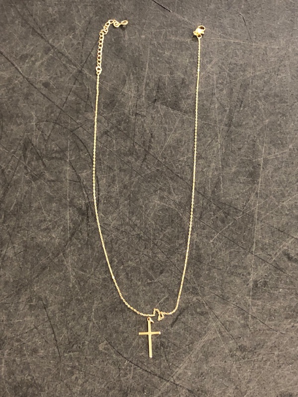 Photo 1 of Cross Necklace for Women 14K Gold Plated/Sterling Silver Cross Necklace Dainty Tiny Layered Choker Cross Pendant Necklaces Faith Jewelry First Communion Gifts for Her