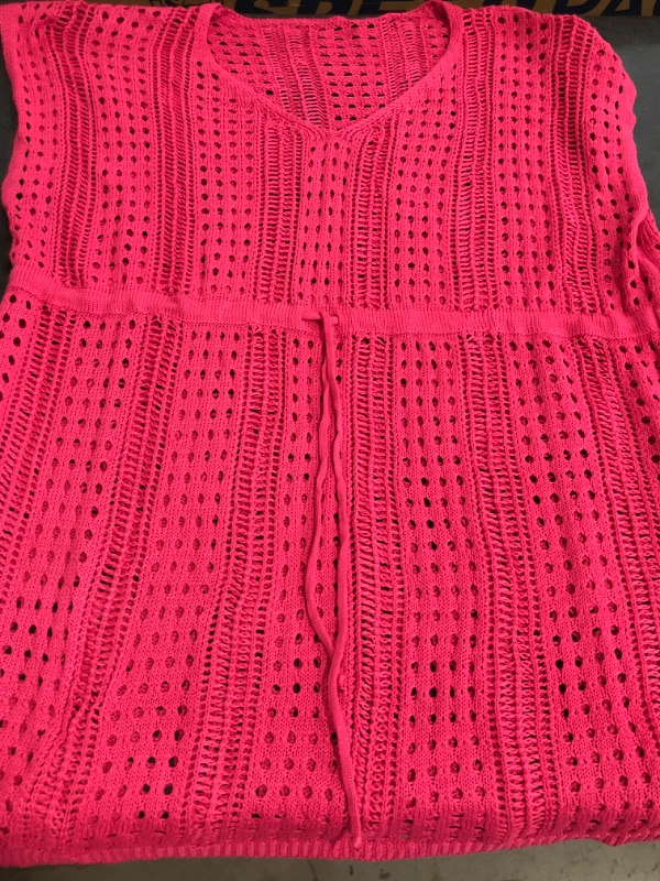Photo 1 of Size L CUPSHE Women Crochet Swim Coverups Short Sleeve Drawstring Beach Coverups Dress