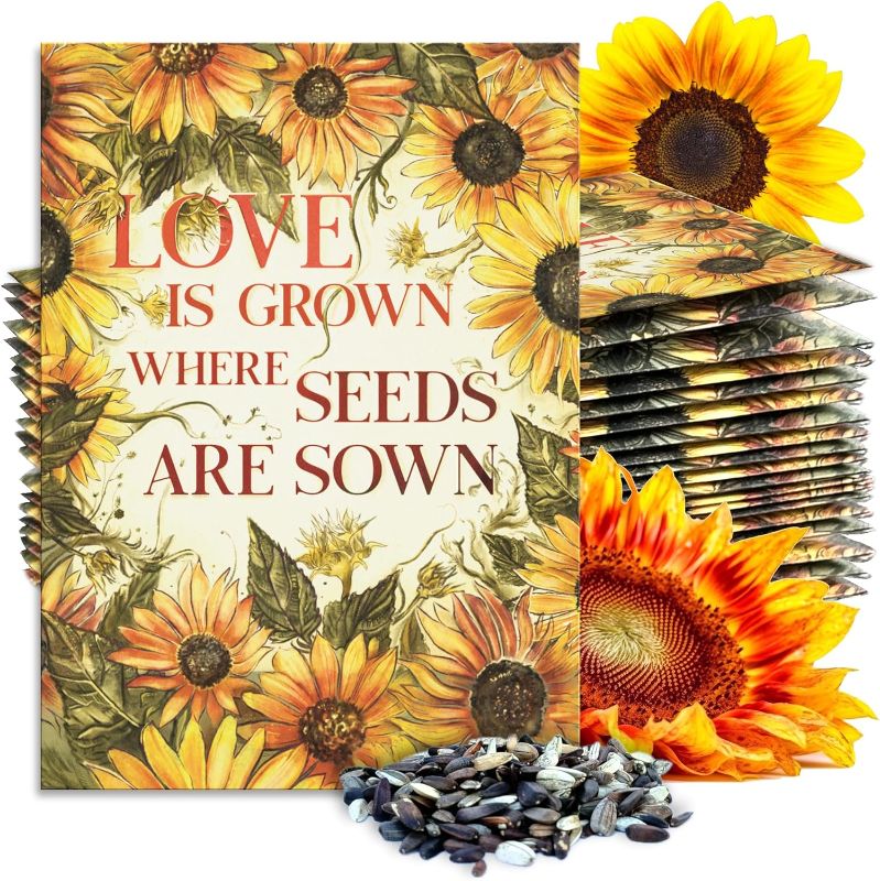 Photo 1 of Seed Needs, Sunflower Seed Packet Party Favors - 20 Pre-Filled Packs to Hand Out (Great for Weddings, Bridal Showers, Memorials, Fundraisers & Other Events) Heirloom & Untreated (20 Packets)