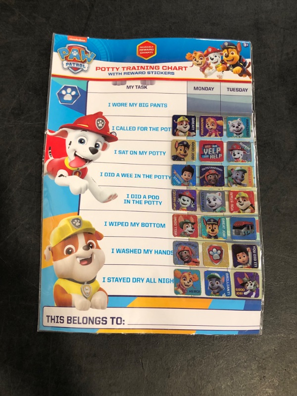 Photo 1 of 01.70.30.025 Paw Patrol Potty and Toilet Training Reward Chart and Stickers, for ages 3+, 29.7cm x 42cm