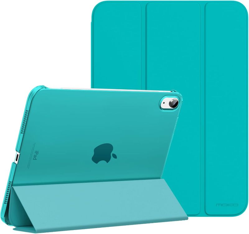 Photo 1 of MoKo for iPad (A16) 11th Generation Case 11 Inch 2025, iPad 10th Generation Case 10.9 Inch 2022, Slim Stand Hard PC Translucent Back Shell Smart Cover, Support Touch ID, Auto Wake/Sleep, Pagoda Blue