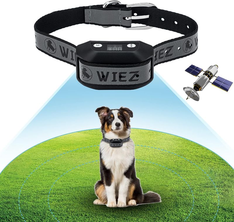 Photo 1 of WIEZ GPS Wireless Dog Fence,Electric Dog Fence Collar, Range 65-3281ft, Adjustable Warning Strength, Rechargeable, Pet Containment System for Outdoor, Suitable for Most of Dogs