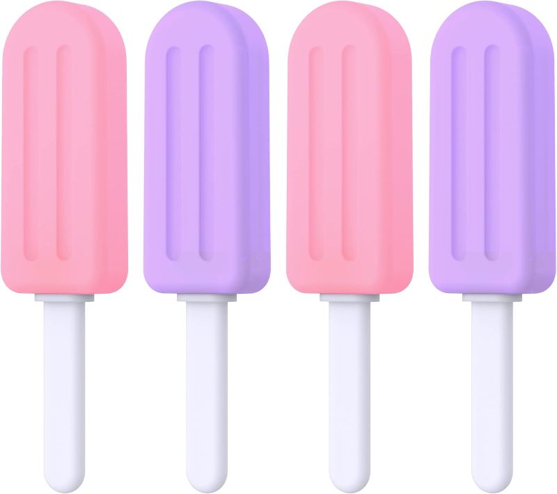 Photo 1 of Chewies for Invisalign Aligner, 4 PCS Popsicle Silicone Chewies with Grip Handles, for Invisible or Metal Braces Aligner Munchies, 2 Grape Flavor and 2 Peach Flavor