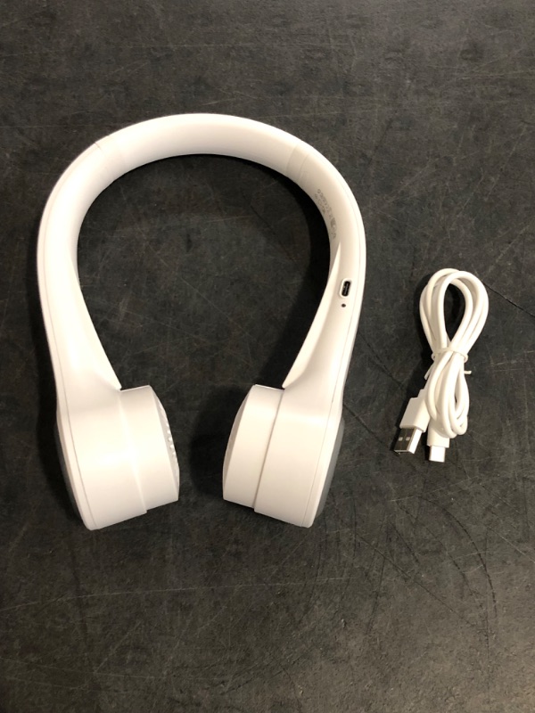 Photo 1 of CIVPOWER Neck Fan: Portable Personal Neck Cooling Rechargeable Bladeless Fan - Hands Free 3 Speed 4000 mAh Battery USB Operated Wearable Headphone Design - for Men Women Outdoor Indoor (White)