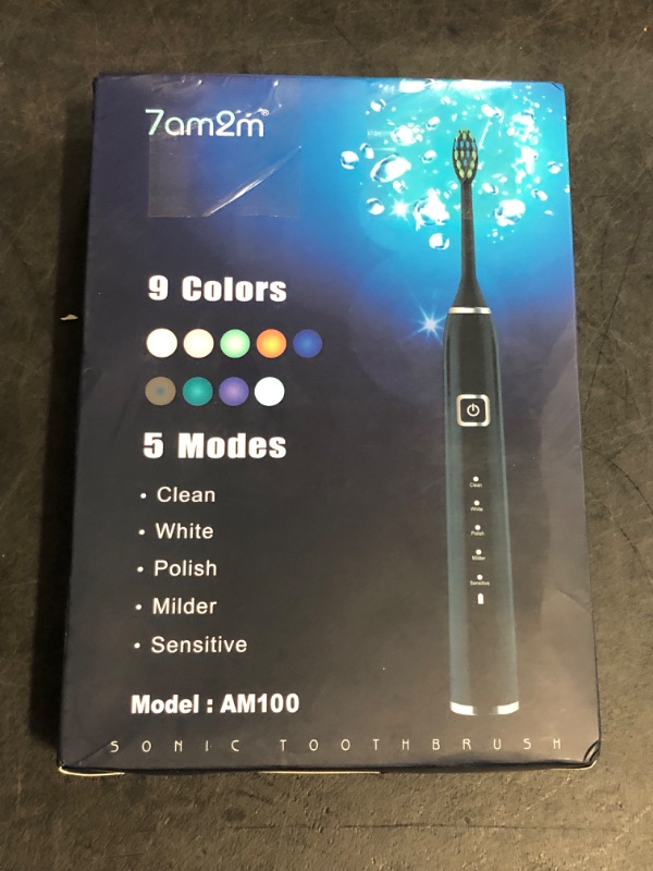Photo 1 of 7AM2M Sonic Electric Toothbrush for Adults and Kids, with 8 Brush Heads and Travel Case,5 Modes with 2 Minutes Build in Smart Timer, One Charge Use for 90 Days, Rechargeable Toothbrushes 