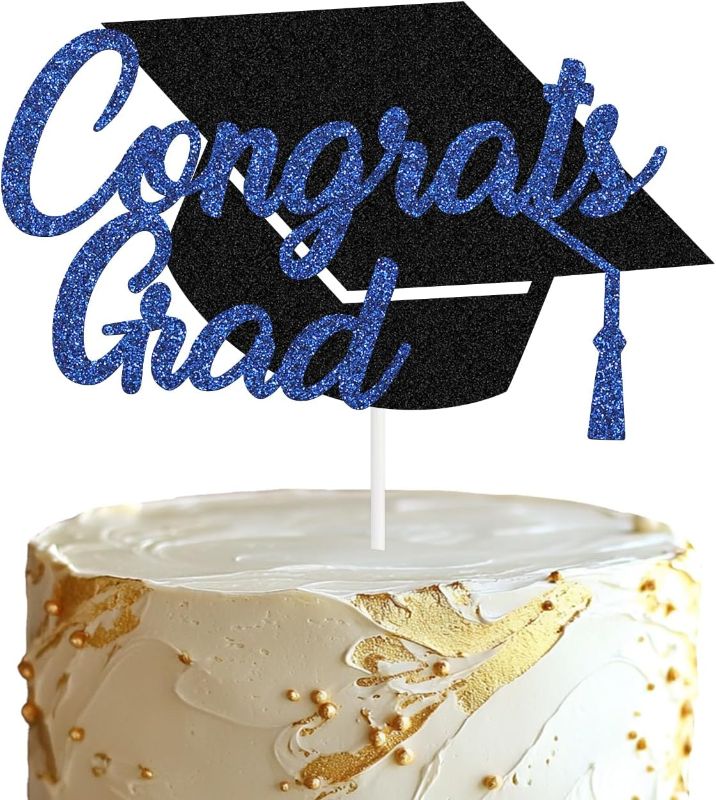 Photo 1 of Graduation Congrats Grad Cake Topper for Graduations Cake decorations (Blue)