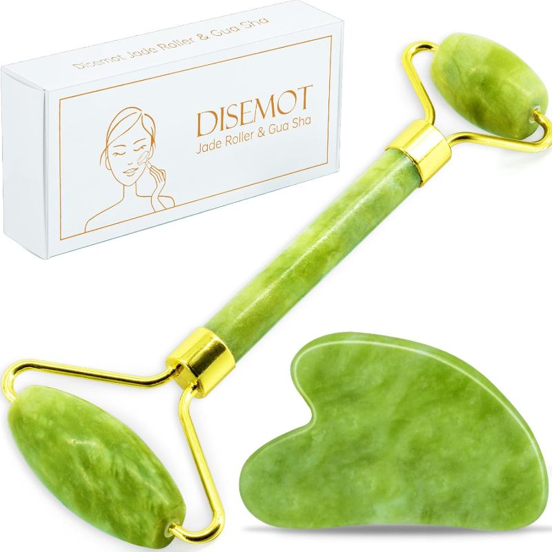 Photo 1 of Jade Roller & Gua Sha Facial Tools, Natural Anti-Aging Jade Beauty Skin-Care Tool Face Roller to Rejuvenate Facial Skin Cooling, Slimming & Firming, Great as Stocking Stuffers