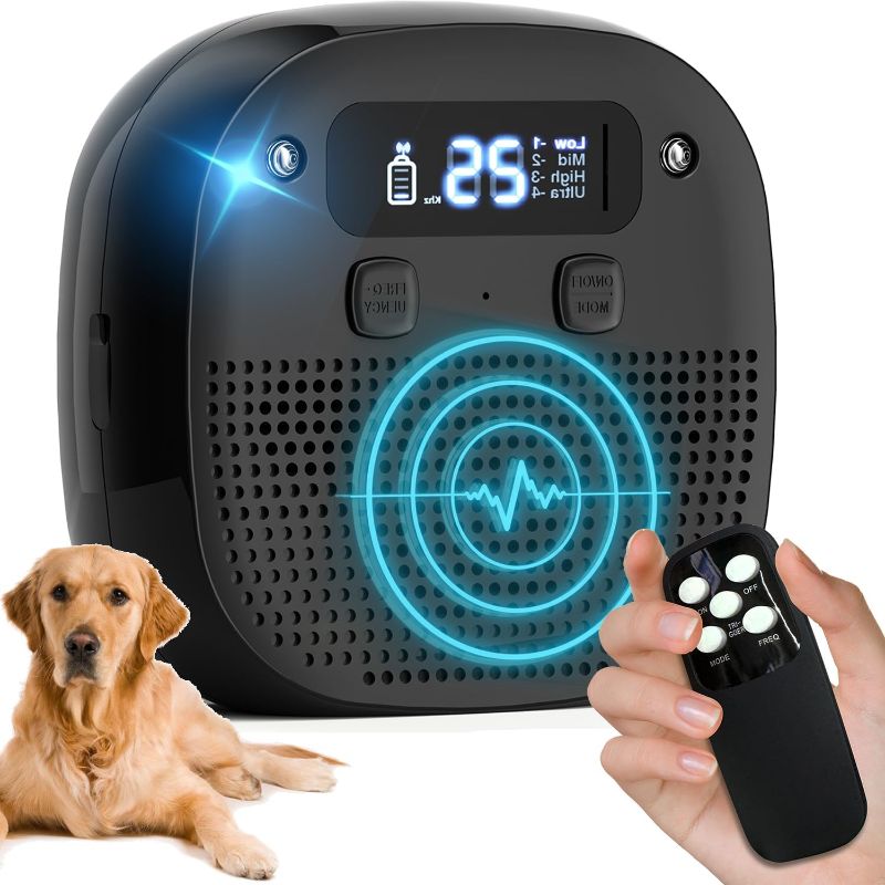 Photo 1 of Dog Barking Control Devices for Dogs with 60ft Remote Control, Ultrasonic & Sensor Technology, Rechargeable, Waterproof, Adjustable Modes & Frequencies, Anti Barking Device for Indoor Outdoor (Black)