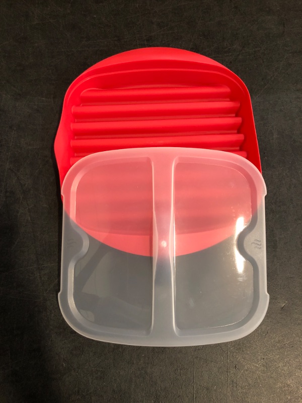 Photo 1 of Microwave Bacon Tray with Splatter Lid,(red) Safety, Quick and with No Mess, Microwave Bacon Cooker Make Crispy Bacon in few Minutes