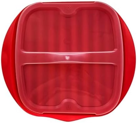 Photo 1 of Microwave Bacon Tray with Splatter Lid,(red) Safety, Quick and with No Mess, Microwave Bacon Cooker Make Crispy Bacon in few Minutes