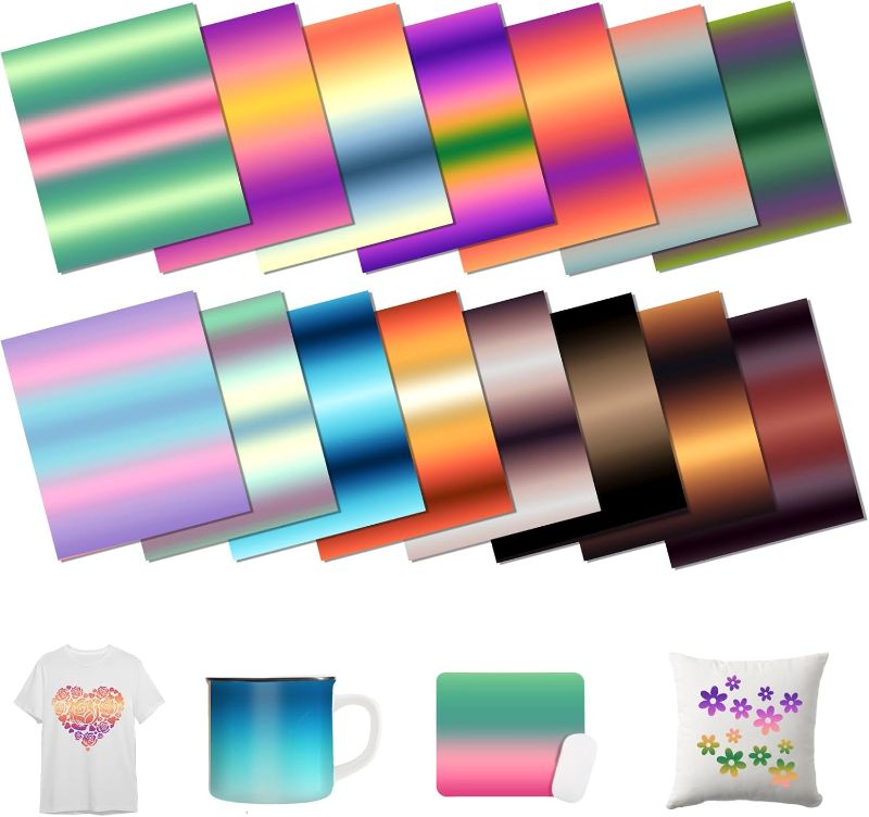 Photo 1 of Gradient Sublimation Transfer Ink Paper - 15 Sheets 12"x10" Ombre Color Sublimation Transfer Paper for Tumbler T-Shirts DIY Sublimation Paper