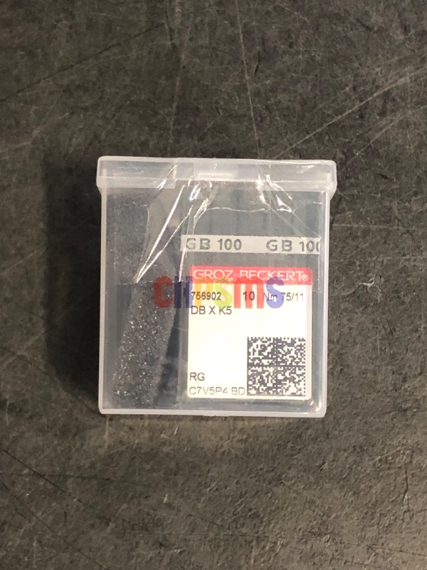 Photo 1 of GROZ-BECKERT Needle in CKPSMS Clear Plastic Box- 100 Groz Beckert DBXK5 Industrial Embroidery Sewing Machine Needles Compatible with Tajima Barudan SWF (Size 75/11)