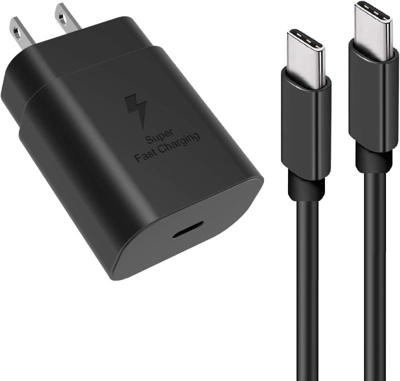 Photo 1 of Samsung Super Fast Charging,25W USB C Wall Charger with 5FT Type C Cable Compatible Samsung Galaxy S24/S23/S22/S21/S20/Ultra/Plus/FE,Note 20/10,A54/A53/A52/A51/A50,Galaxy Tab S9,Z Fold/Z Flip