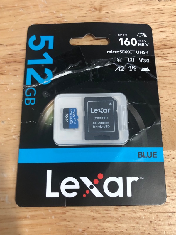 Photo 1 of Lexar High-Performance 633x 512GB microSDXC UHS-I Card w/ SD Adapter, C10, U3, V30, A2, Full-HD & 4K Video, Up To 100MB/s Read, for Smartphones, Tablets, and Action Cameras (LSDMI512BBNL633A)