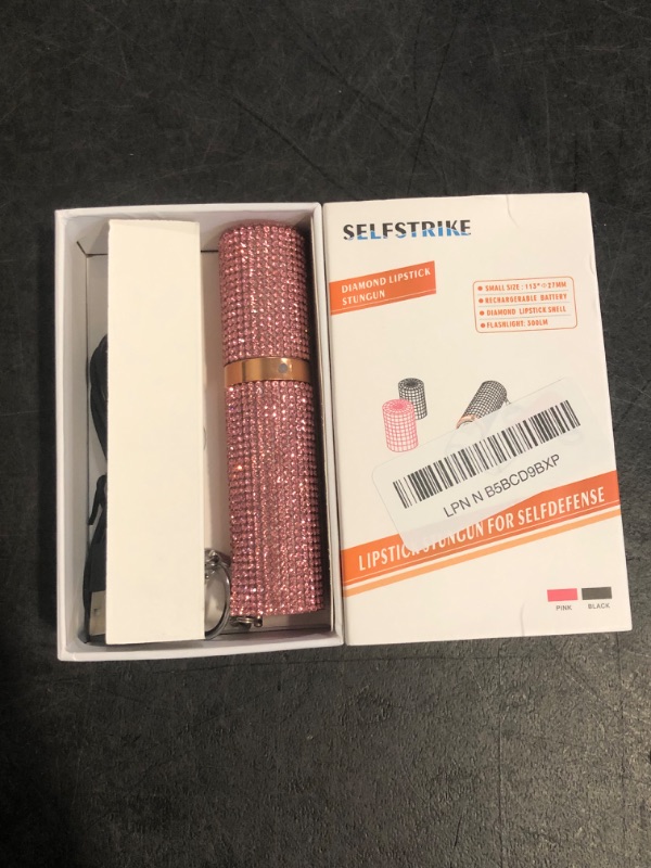 Photo 1 of Stun  For Women Self Defense-Lipstick Stun Gun Covered in Diamonds,Mini Stun Guns with Keychain and LED Flashlight,Discreet and Powerful Women Self Defense Gun with Rechargeable Battery