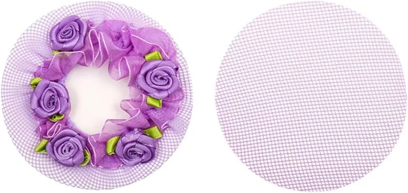 Photo 1 of *Similar to Picture** Adjustable Dance Hair Net with Flower Girls Child Ballet Dance Skating Hair Net Lacework Bun(Purple)