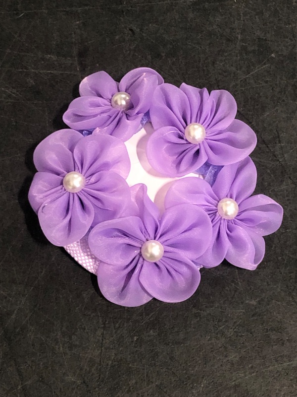Photo 1 of *Similar to Picture** Adjustable Dance Hair Net with Flower Girls Child Ballet Dance Skating Hair Net Lacework Bun(Purple)