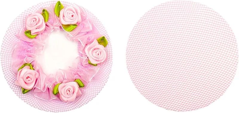 Photo 1 of *Similar to Picture** Adjustable Dance Hair Net with Flower Girls Child Ballet Dance Skating Hair Net Lacework Bun(Pink)
