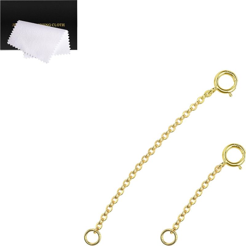Photo 1 of Necklace Extenders for Women, Gold Bracelet Extender Gold Chain Anklet Jewelry Extension for Women, 2 Piece Set (1, 2 Inches)