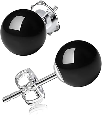 Photo 1 of Black Pearl Stud Earrings for Women - 925 Sterling Silver Hypoallergenic Earrings Jewelry Gift