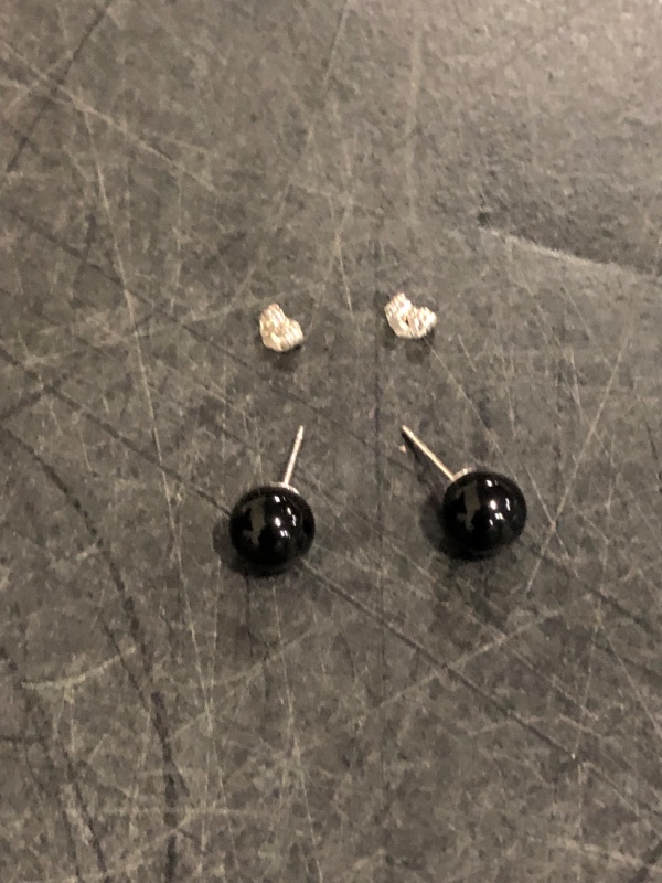 Photo 1 of Black Pearl Stud Earrings for Women - 925 Sterling Silver Hypoallergenic Earrings Jewelry Gift