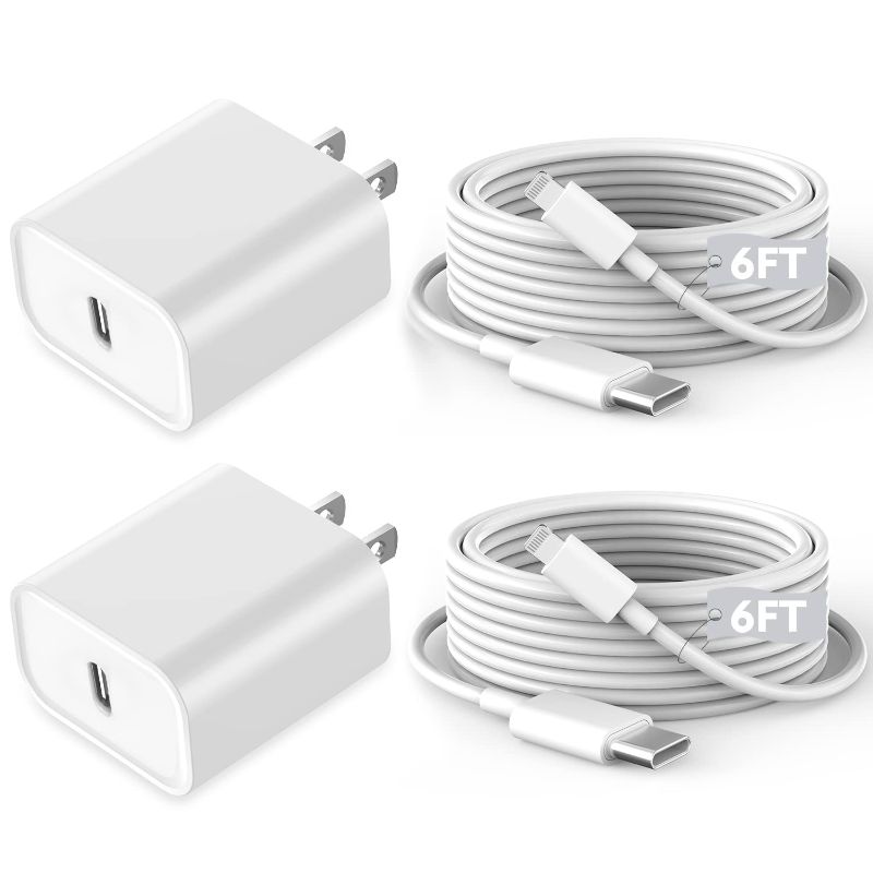 Photo 1 of Fast iPhone Charger, iPhone Charger Fast Charging 2Pack Quick Chargers 6ft Long USB C to Lightning Cable Quick Charging Cord USB Charge Block Adapter for iPhone 14 Plus/14 ProMax/13 Mini 12/11/XS/iPad