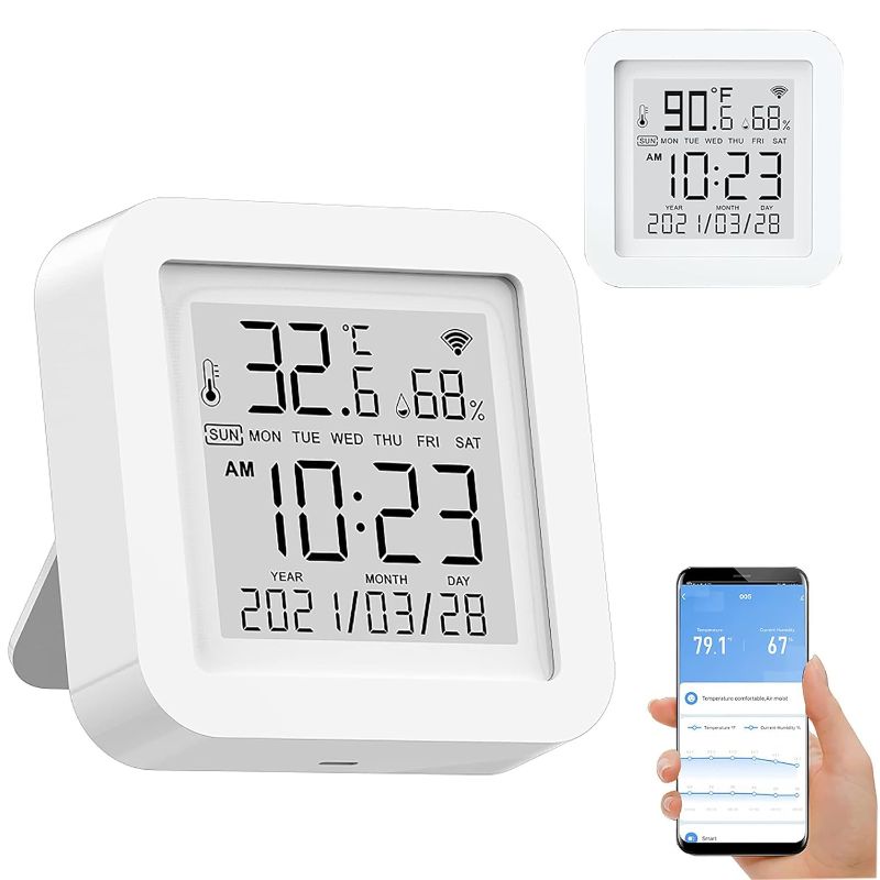 Photo 1 of Smart WiFi Temperature Humidity Monitor: TUYA Wireless Temperature Humidity Sensor with APP Notification Alerts, WiFi Thermometer Hygrometer for Home Pet Garage,Compatible with Alexa